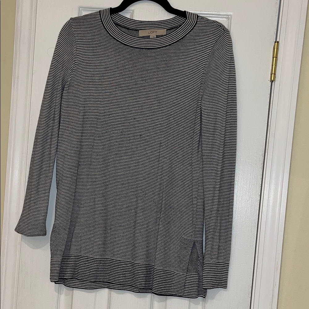 LOFT Monochrome Striped Long Sleeve Top